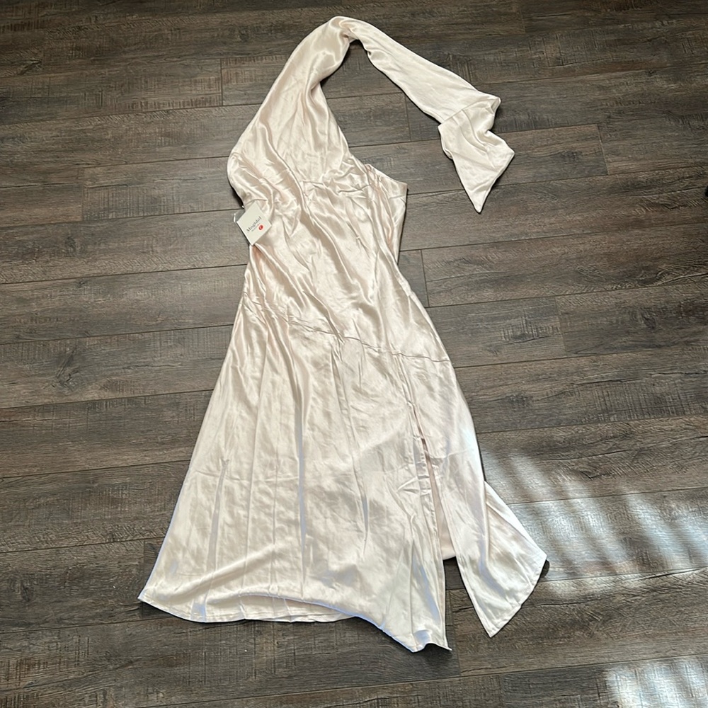 Long Satin Champagne Dress